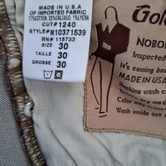 GOLDSIGN made USA tan denim jeans pants slim fit skinny rare denim mens 30/34 - Picture 6 of 9